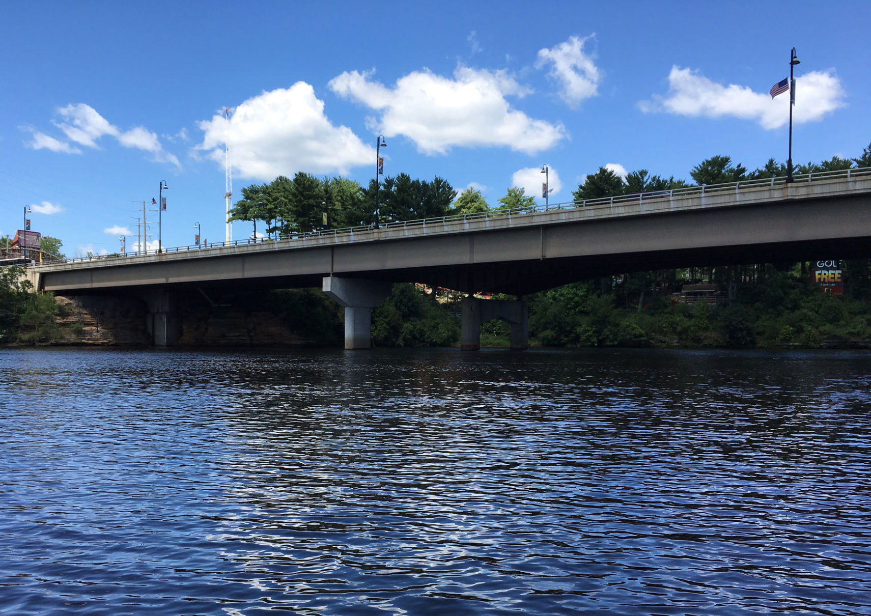 Highway bridges connect Dells to I-90/94 corridor